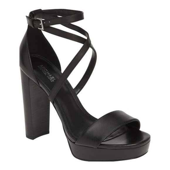 Michael Kors Charlize Crisscross Strappy Black Acorn Platform Sandal Women SZ 7 - Picture 5 of 14